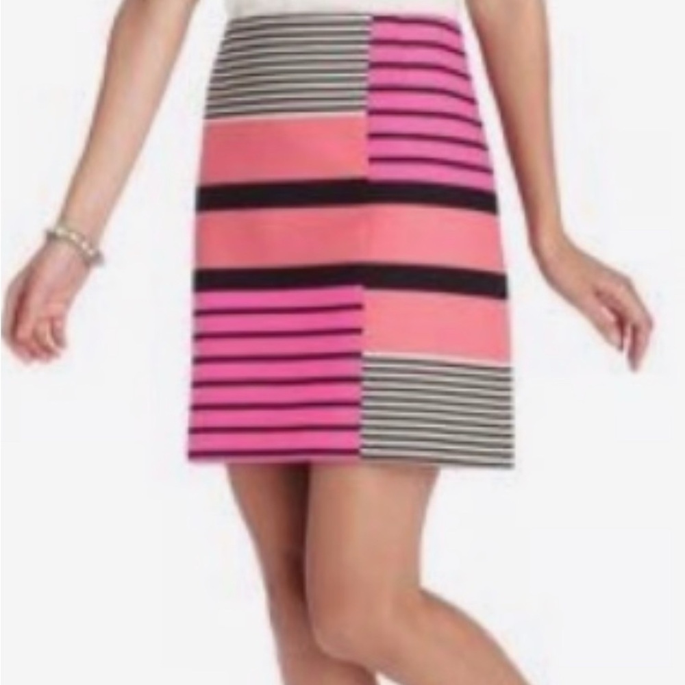 Ann Taylor LOFT Pink Striped Color Block‎ Skirt